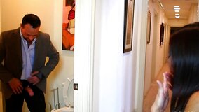 Adorable little brunette Lolita gets nailed by a gentleman