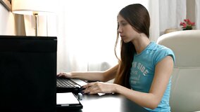 Russian schoolgirl stops learning homework and services friend's cock