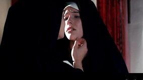 A bald chick is fucking her nun friend in the monastery