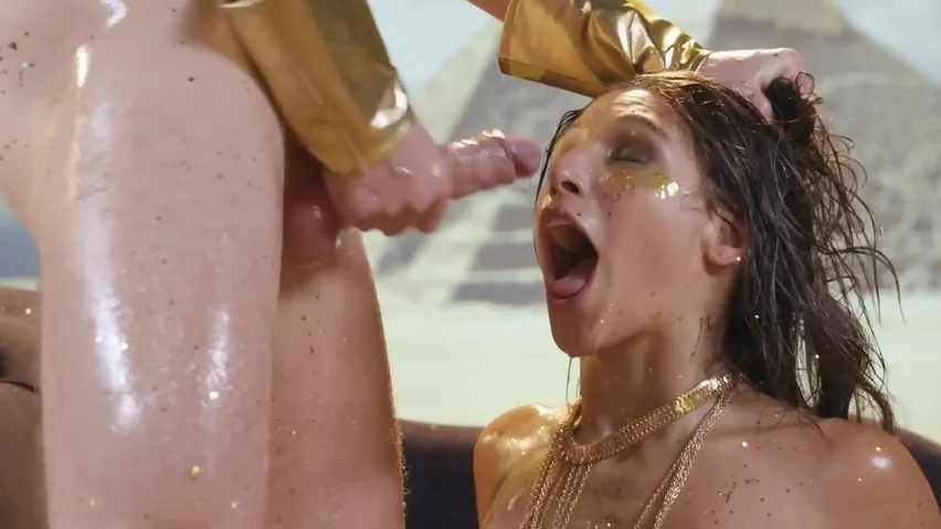 Abella Danger Covered With Gold And Oil Gets Ass Fucked To